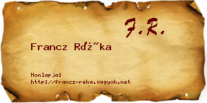 Francz Réka névjegykártya